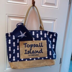 “Topsail Island” North Carolina Beach / Travel bag with wristlet. Zippered top